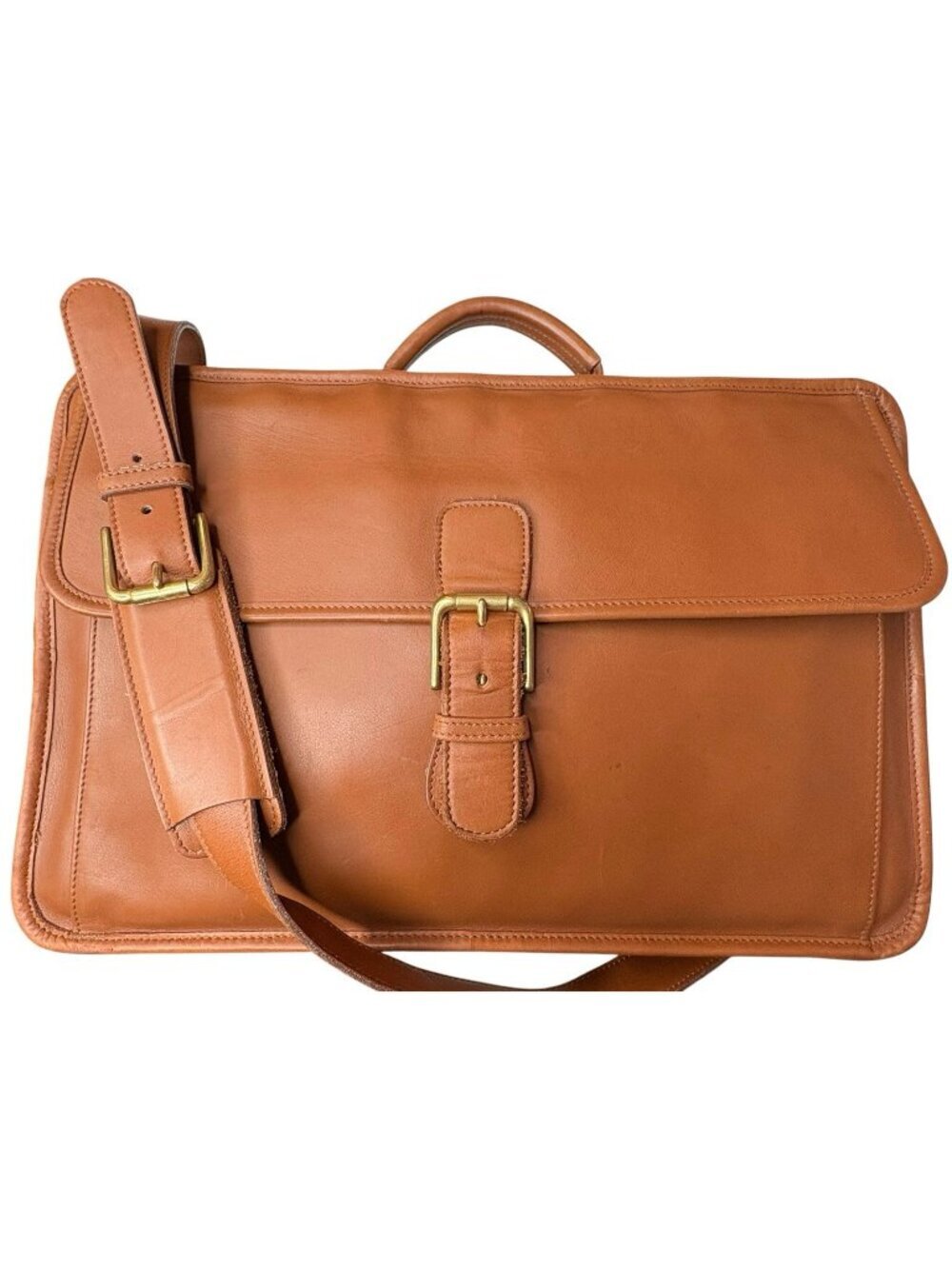 Coach Vintage 90s Double Zip Organizer Business Briefcase #675-0537 Leather Tan